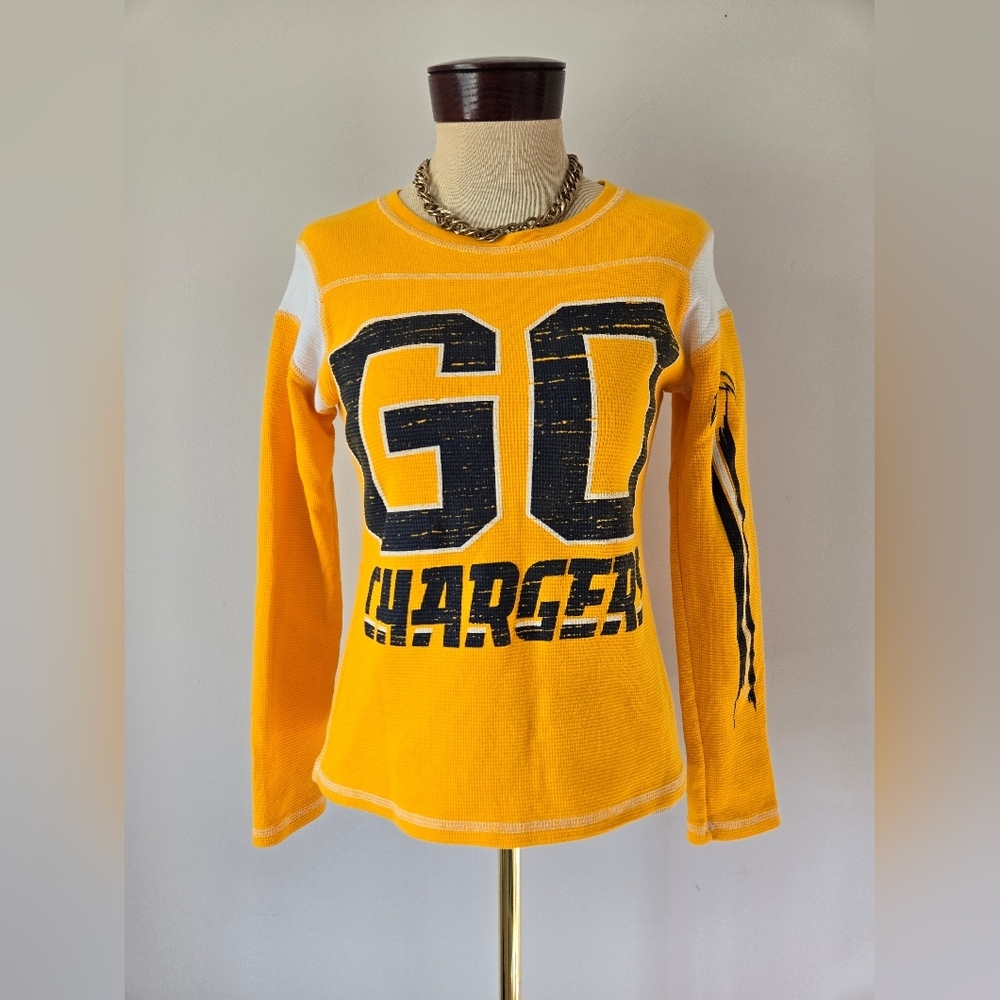 REEBOK/ NFL San Diego Chargers Yellow Cotton Waffle Knit Top. Soze Small